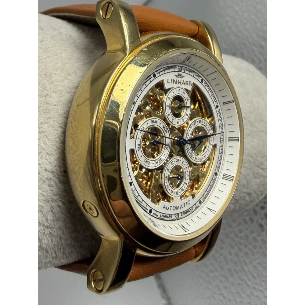 Linhart T21405 Working Automatic Mens Skeleton Watch 41MM 8